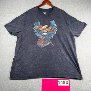 Willie Nelson Graphic Pritn T Shirt Acid Wash Navy Mens 2XL